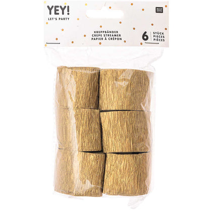 Tiras de papel crepe dorado | Pack 6 uds.